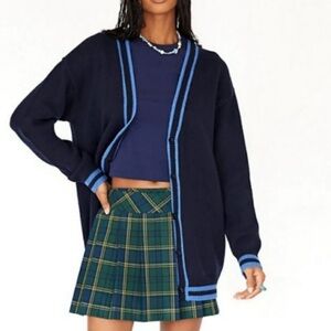 Aritzia Sunday best small navy blue Lamora V-neck boyfriend cardigan